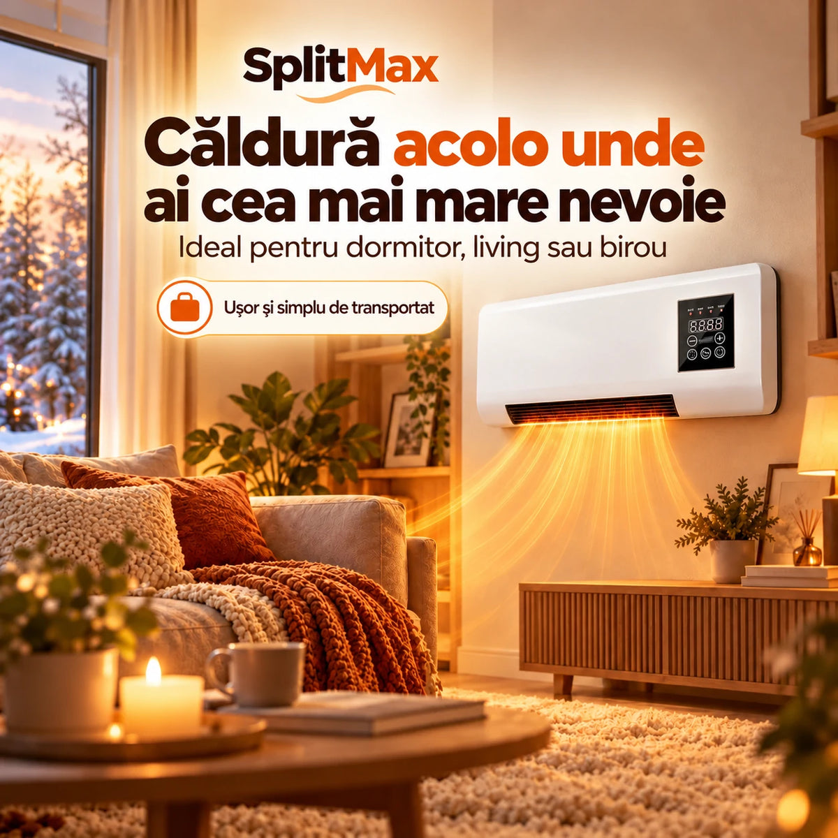 SplitMax | Aerotermă electrică portabilă cu telecomandă