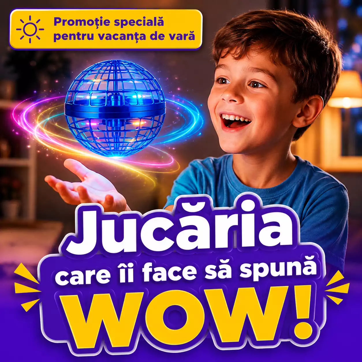 Dronă Zburătoare cu LED — Joacă Inteligentă Fără Ecran