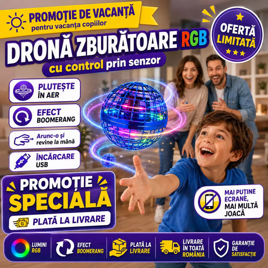 Dronă Zburătoare cu LED — Distracție Fără Ecran, Fără Telecomandă