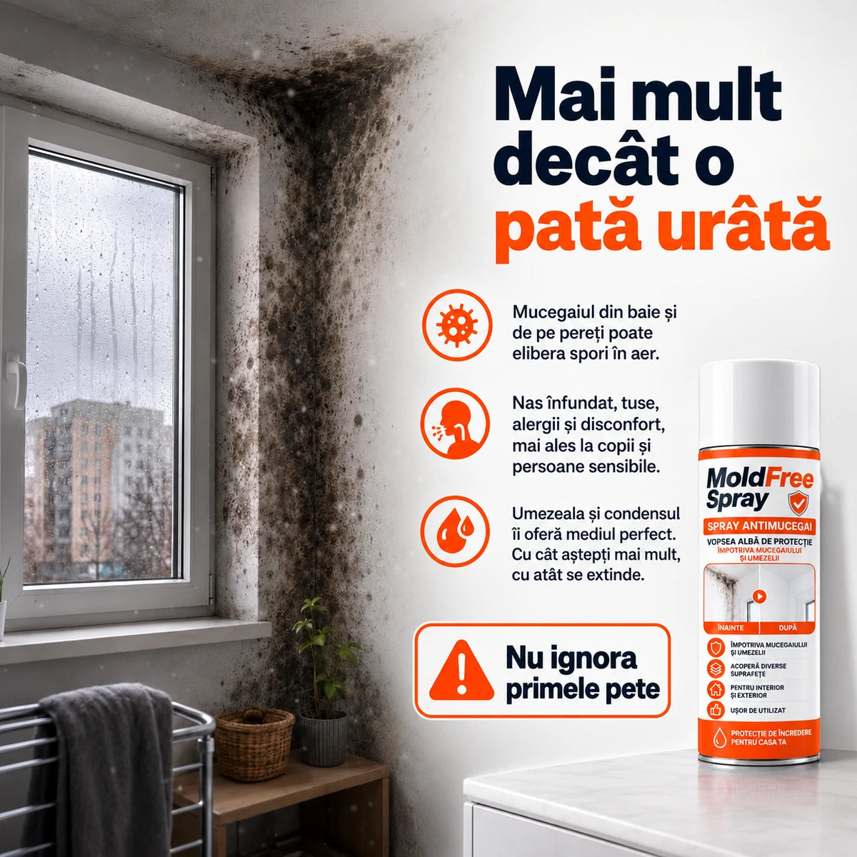 MoldFree Spray 400ml – Elimină Mucegaiul și Previne Reapariția pe Orice Suprafață