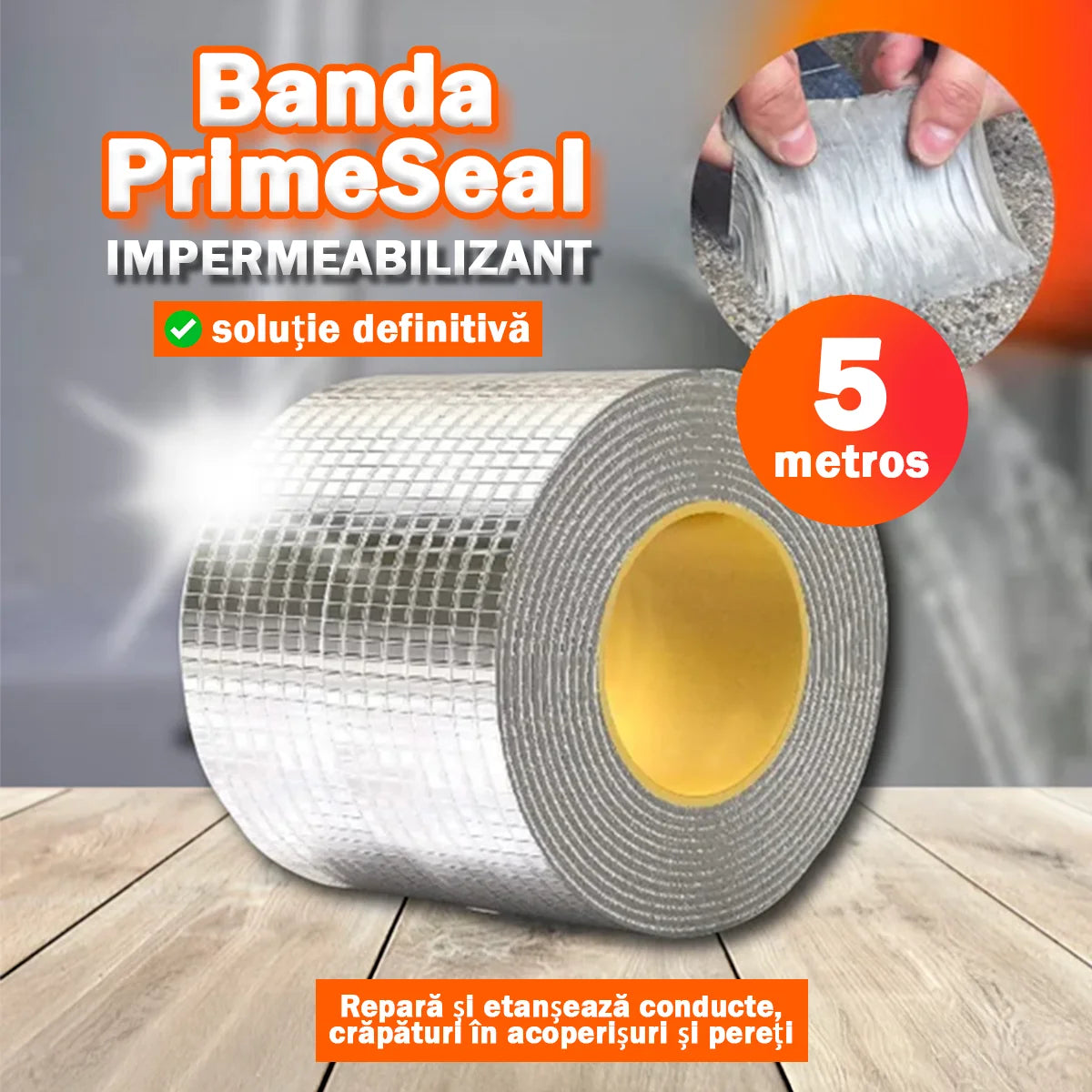 Bandă Impermeabilizantă PrimeSeal – 5 metri | Reparați scurgerile