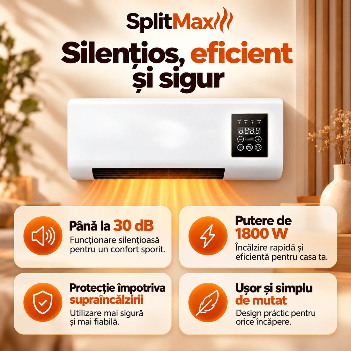 SplitMax | Aerotermă electrică portabilă cu telecomandă