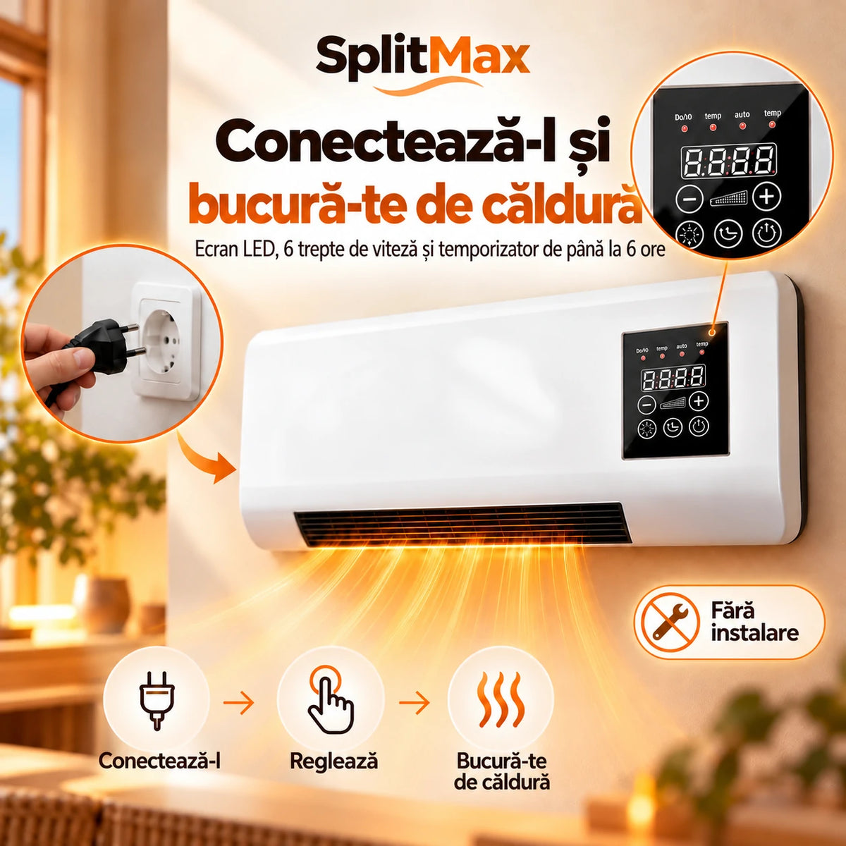 SplitMax | Aerotermă electrică portabilă cu telecomandă