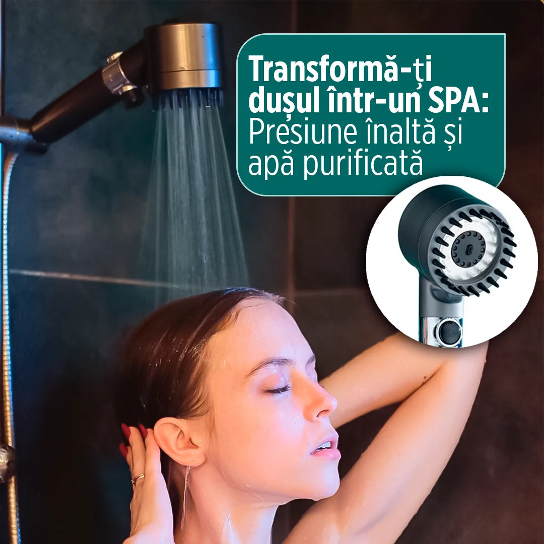 HidroSpa Max – Duș cu 10 Moduri, Presiune Mare și Filtru în 15 Etape pentru Apă Curată