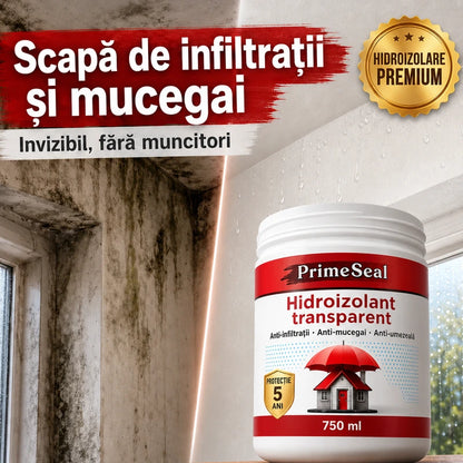 Hidroizolant transparent care oprește infiltrațiile și mucegaiul, până la 5 ani - PrimeSeal